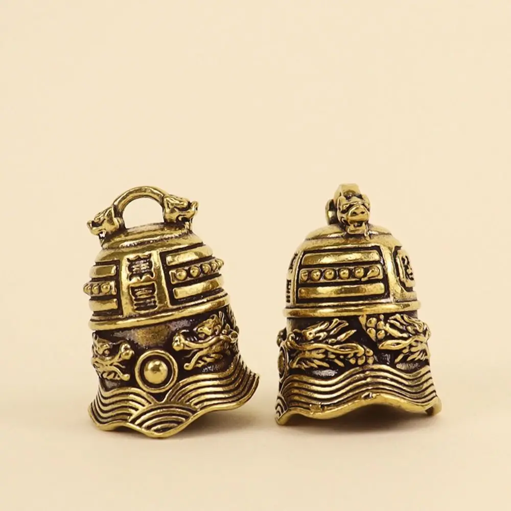 Spiritual Brass Handicraft Bell Meditation Bronze Motorcycle Guardian Bell Handmade Die-casting Evil Spirit Trap Bell Home Decor
