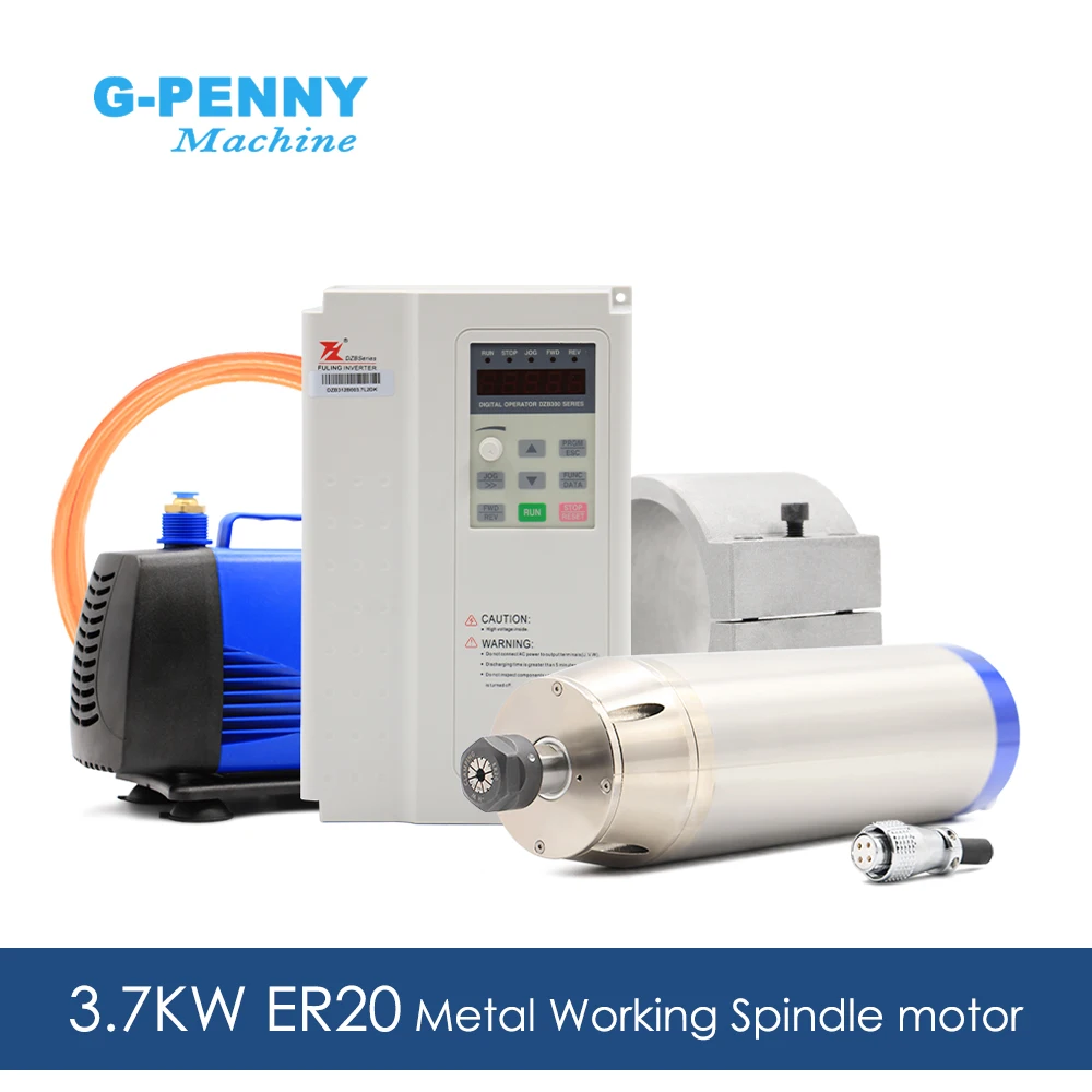 3.7kw Metal Working Spindle Kit 800Hz 6000rpm Professional Engraving On Stainless Steel Copper Steel Iron & Inverter & Pumpr