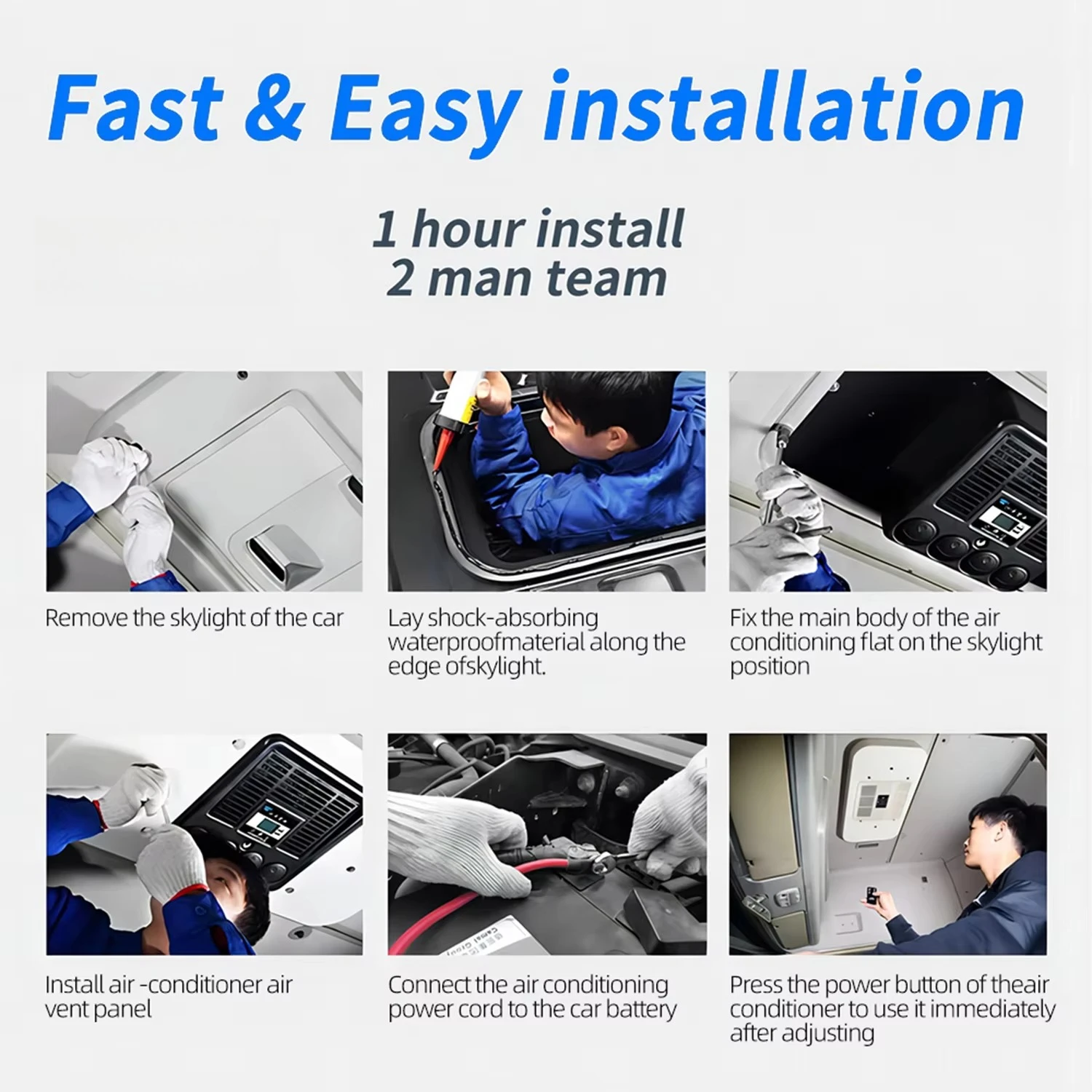 سعر المصنع 12 فولت 24 فولت أفضل مكيف هواء كهربائي جديد على السطح يعمل بالبطارية لجرار تخييم RV #4