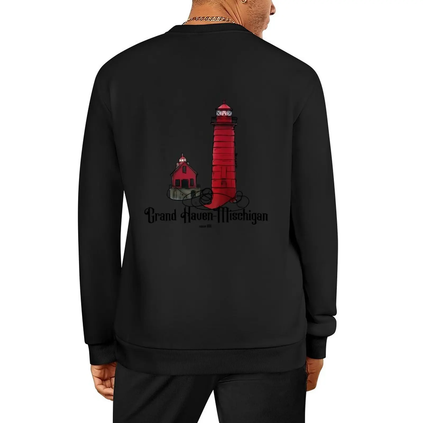

Grand Haven Michigan Lighthouse Pullover autumn new products men's coat men's autumn clothes blouse sweatshirts for men