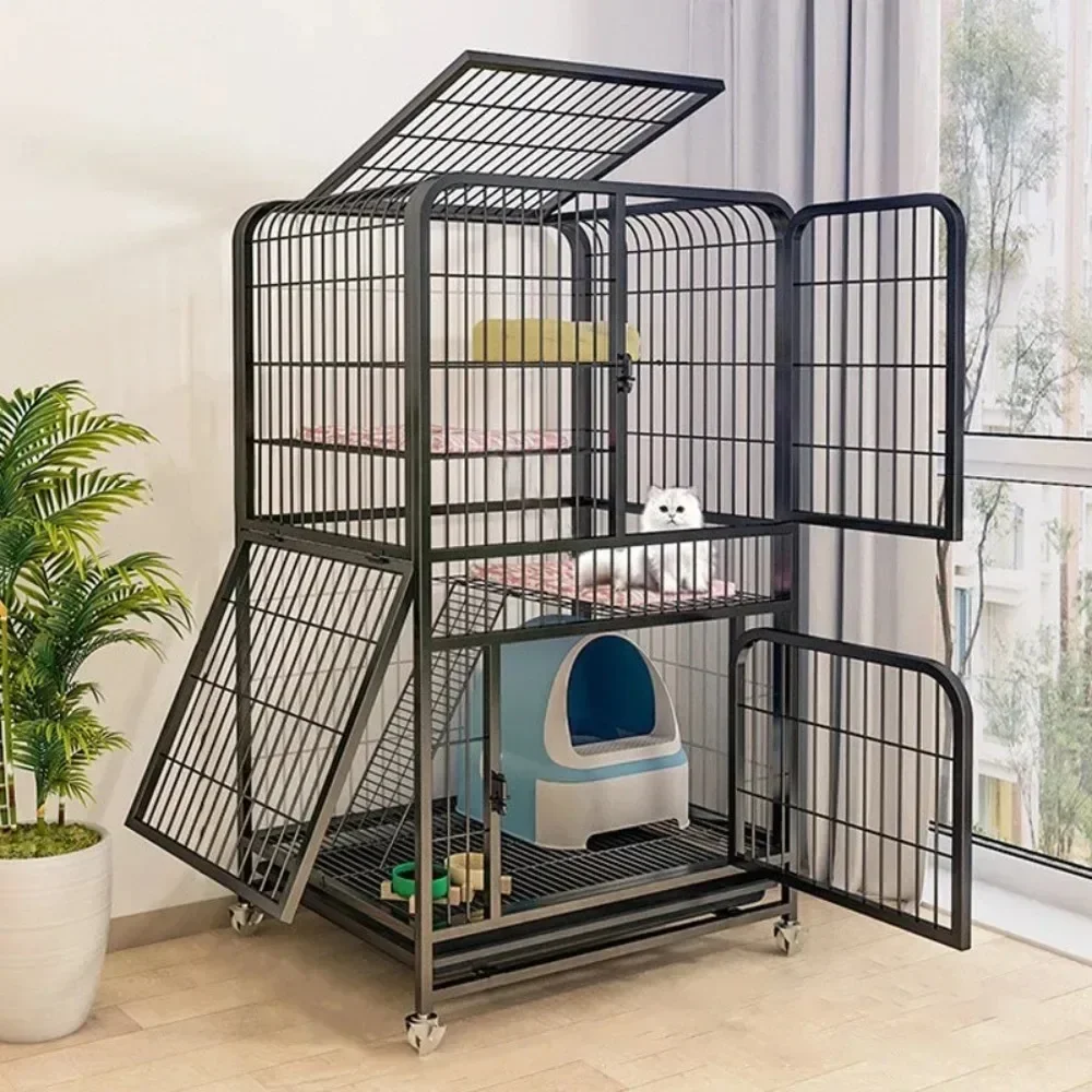 Iron Cat Cage Pet Villa Duplex Luxury for Pets House Modern Iron Mesh Cat Cages Large Space Free Activity Cat House Pet Supplies