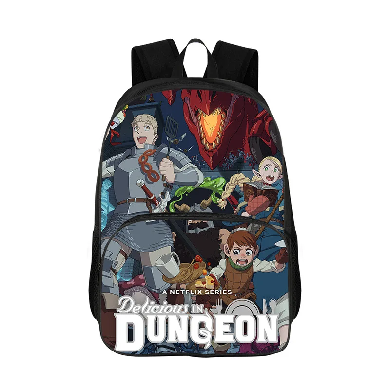 Dungeon Meshi School Bags Double Layer Thickened Backpack Lightening Zipper Backpack Book Bags for Boys Girls Best Gift