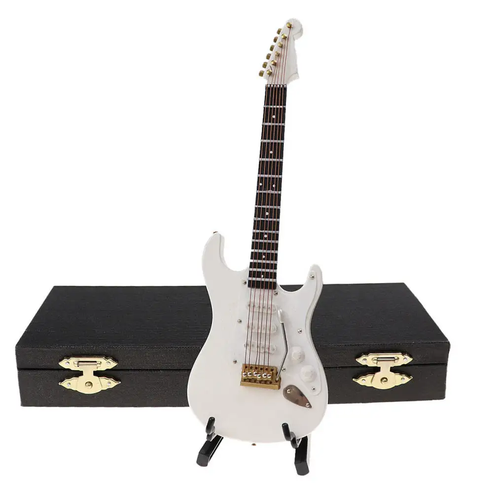 Small Wooden Electric Guitar Model Miniature Ornament Musical Instrument Collectible Gift For Family And Teachers