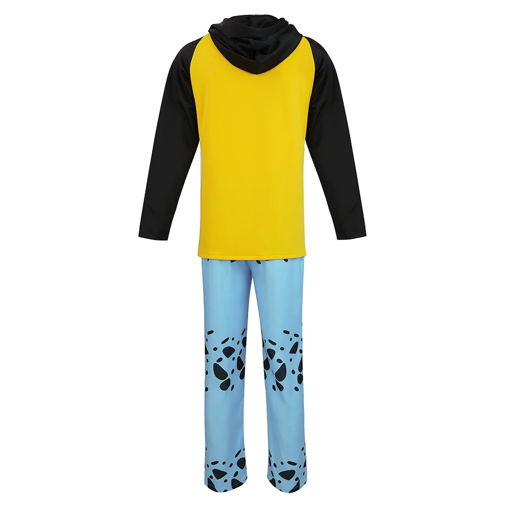 Adult Kids Trafalgar Cosplay Law Hat Hoodie Pants Costume Anime Roleplay Male Children Halloween Carnival Party Fantasia Suit