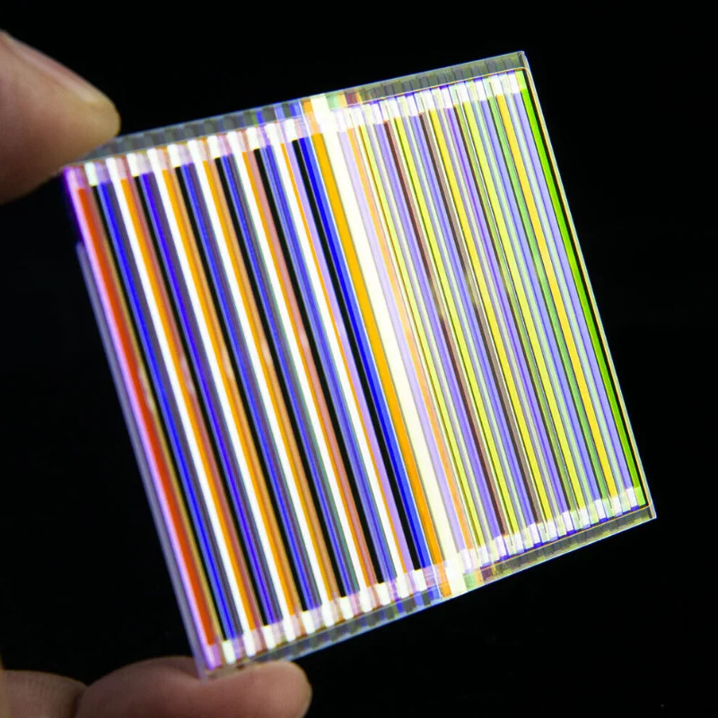 55x50x2.5mm Optical Prism Physics Experiment Prisma Rectangle Dichroic Prism Lenses with Metal Frame Prism 2pcs