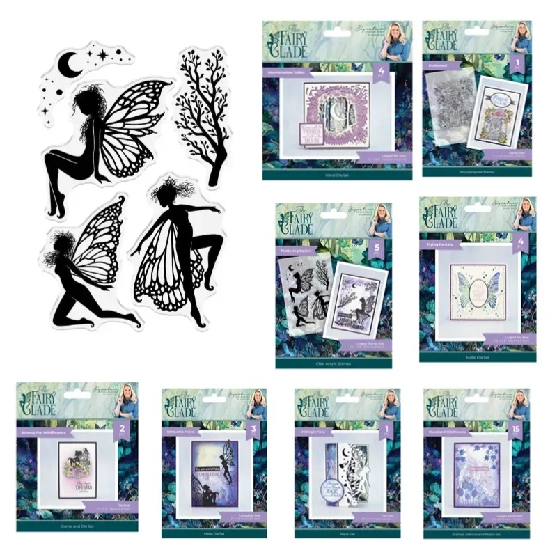 Valley Flutter Wildflowers Fairy Glade Moonshadow Fairies Metal Cutting Dies Silicone Stamps Scrapbooking Stencil Photo Album