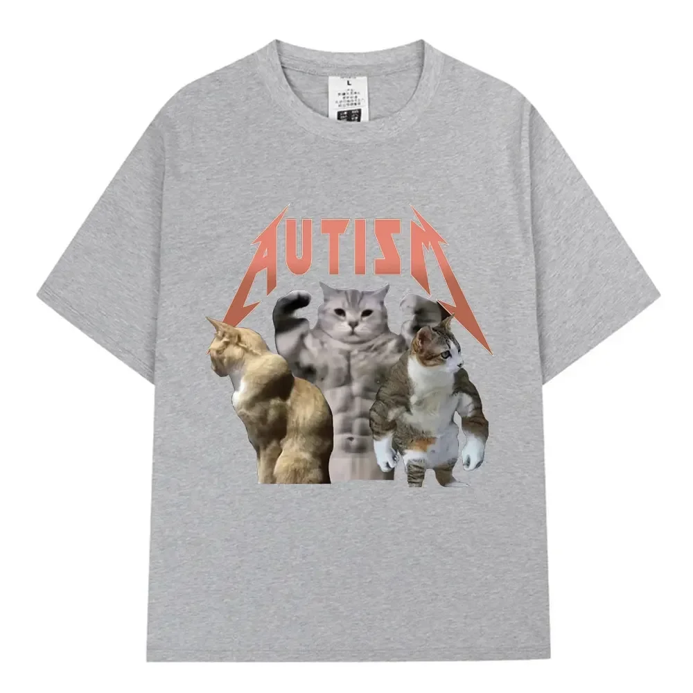 Buff Cats Autism Memory T-shirt Fitness Gym Fashion Hip Hop Short Sleeve T Women's Summer Comfortable T-shirt Tops