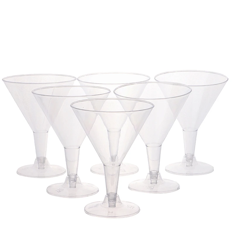 6 Pcs 200ml Clear Plastic Martini Glasses Disposable Whiskey Cups Cocktail Cups For Party Bars