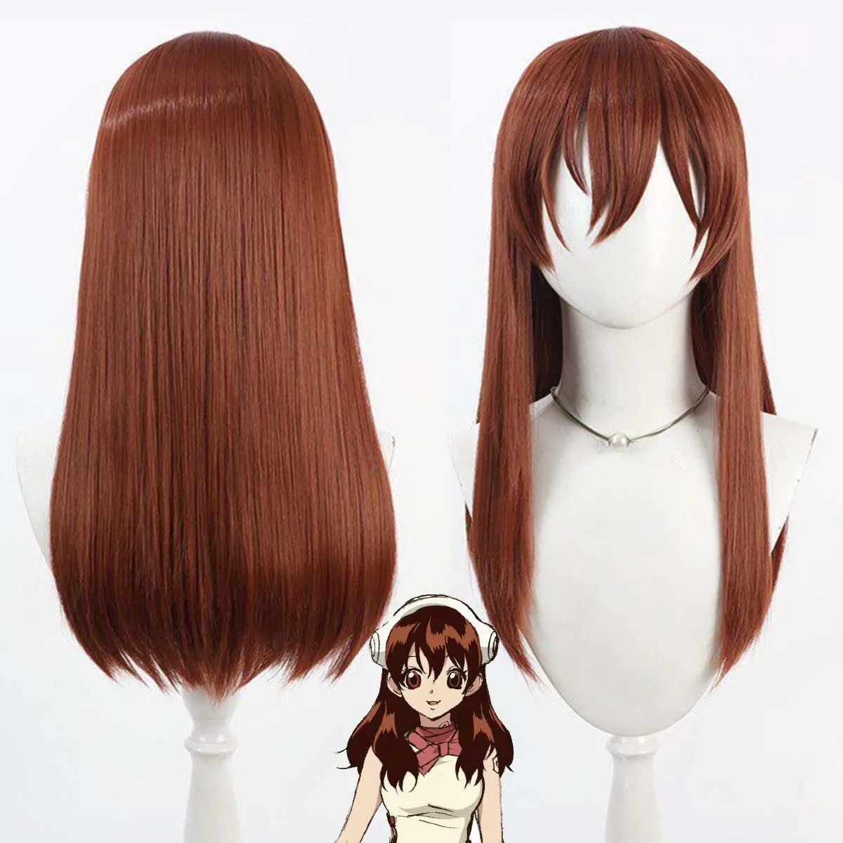 

Women Halloween Party Costume Prop Yuzuriha Ogawa Cosplay Long Brown Wig