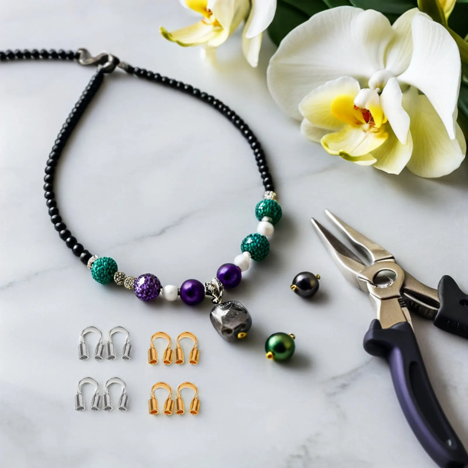 

800Pcs Jewelry Cable Protector U Shape Crimp Beads Copper Wire Guards for Bracelet Necklace Earring Thread Protection Jewelry