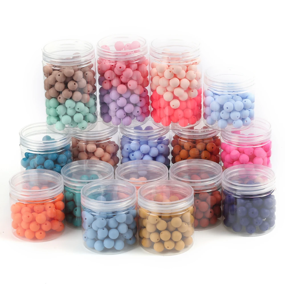 37Color 50Pcs 12mm Silicone Beads Bottled Round Silicone Spaced Beads For Teether Chew Toy DIY Necklace Bracelet Jewelry Making