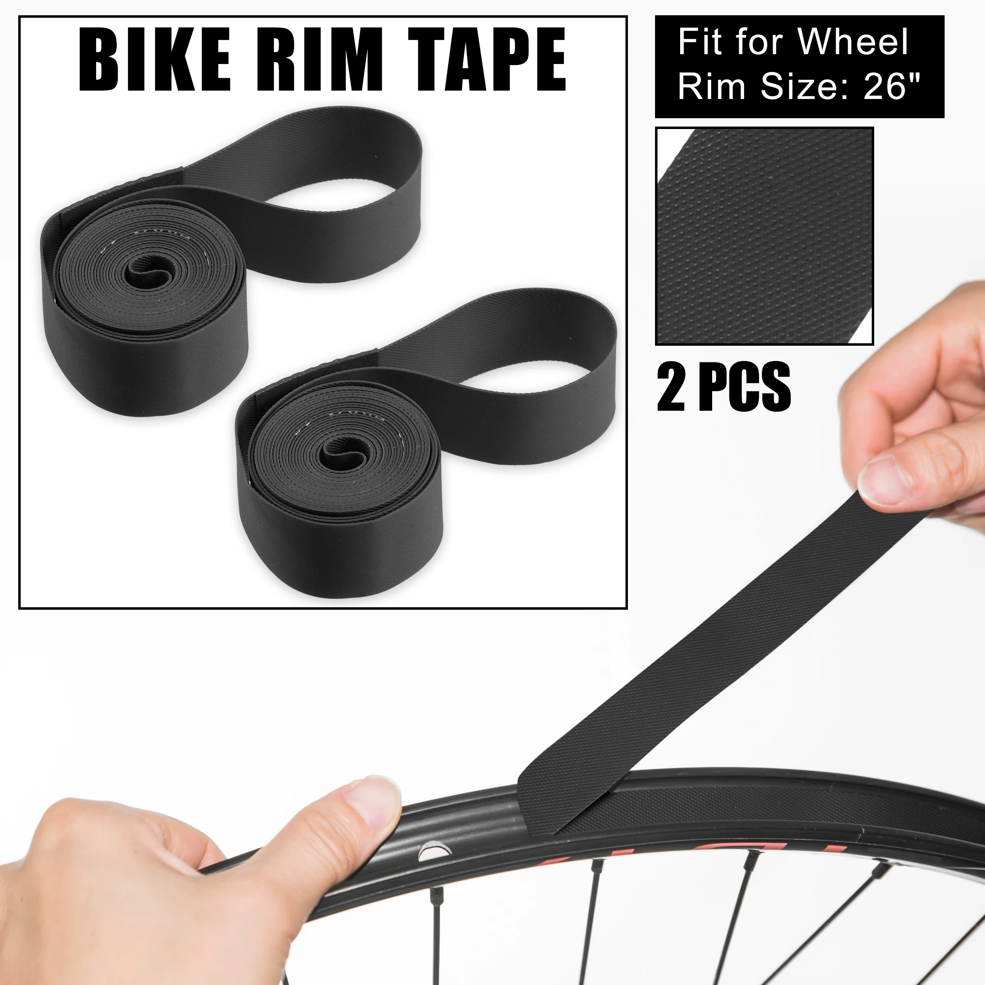 X Autohaux 26inch 700c 27inch Bike Bicycle Wheel Rim Strip Rim Tape Liner Inner Tube Protection Band PVC Black Pair