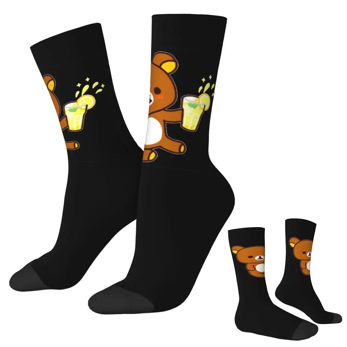 

Крутые носки с лимонадным молоком и мокко, милые носки с плюшевыми мишками, впитывающие пот чулки в стиле Харадзюку, всесезонные длинные носки, аксессуары