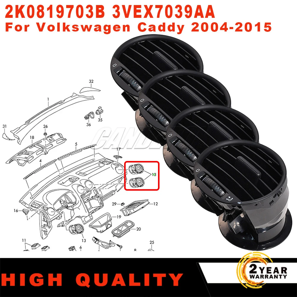 

For VW Caddy 2K Mk3 New Front Dashboard Air Vent Air Conditioner AC Grille Diffuser Panel 2K0819703B 3VEX7039AA car accessories