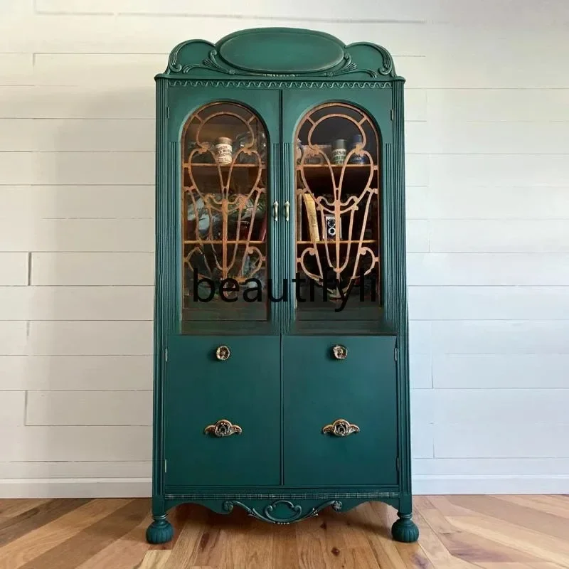 

Новинка: Ретро-винный шкаф в старинном стиле/Французский витринный шкаф для гостиной/Средневековый угловой шкаф из массива дерева