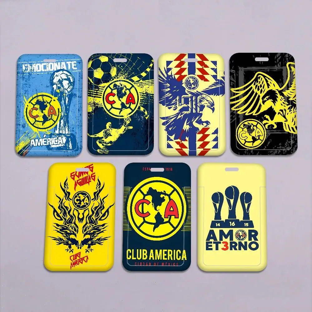 

Football team Club A-America Working Bank Credit Card Holders with Long Lanyard Employee Name ID Card Cover Holder