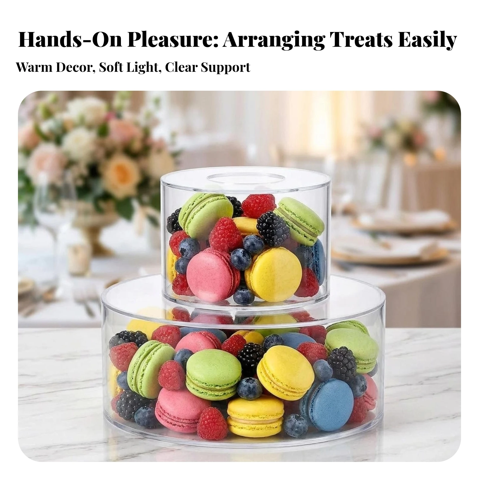 2 Pieces Cake Display Circle Customizable Fillable Cake Riser Display Riser Reusable Dessert Stand Sturdy for Party Planners