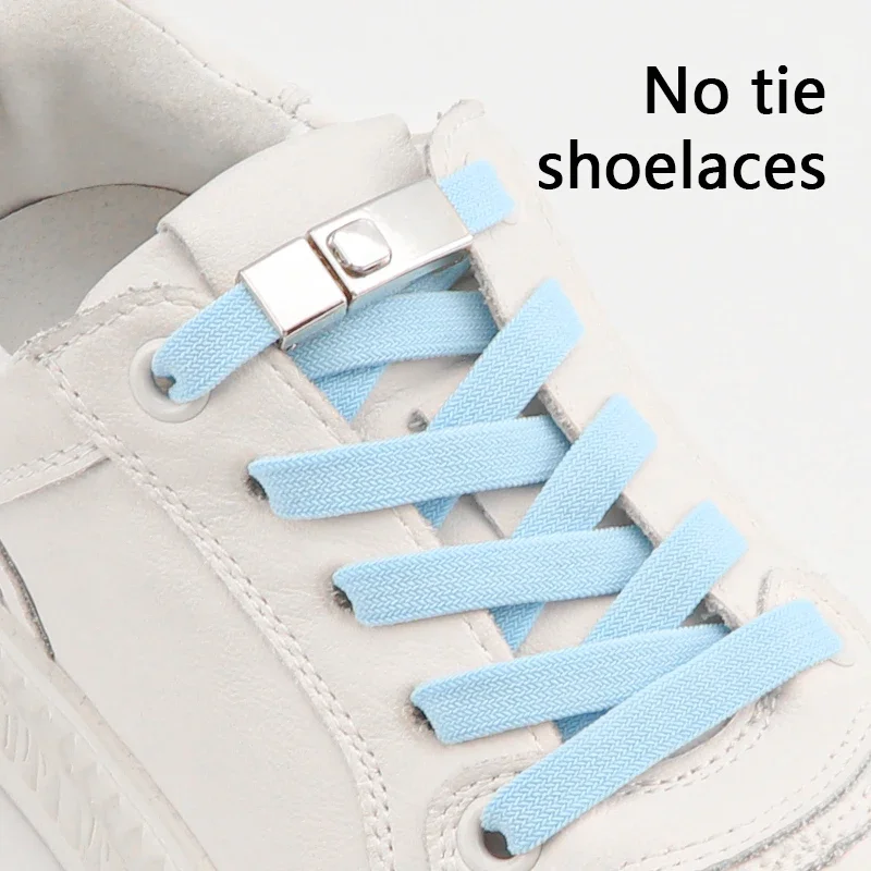 New No Tie Shoe Laces Press Lock Shoelaces Without Ties Elastic Laces Sneaker Kids Adult Widened Flat Shoelace for Shoes