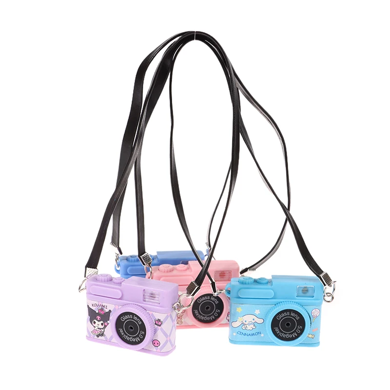 Correa de muñeca modelo de cámara SLR con disparador Flash, juguetes de cámara de casa de muñecas, Mini collar de cámara Sanrio, colgante de muñeca para vestir