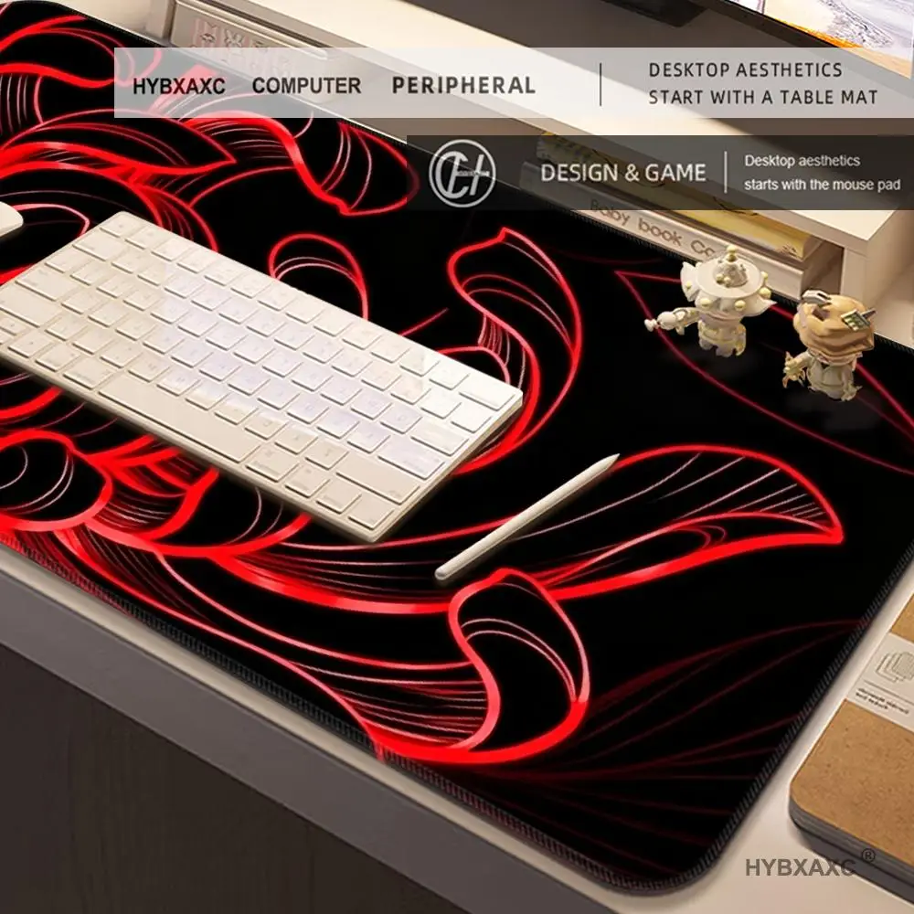 HYBXAXC Black Bloom Large Mouse Pad for Computer Gaming Anti-slip Rubber Table Mat with Stitched Edge Keyboard Mat