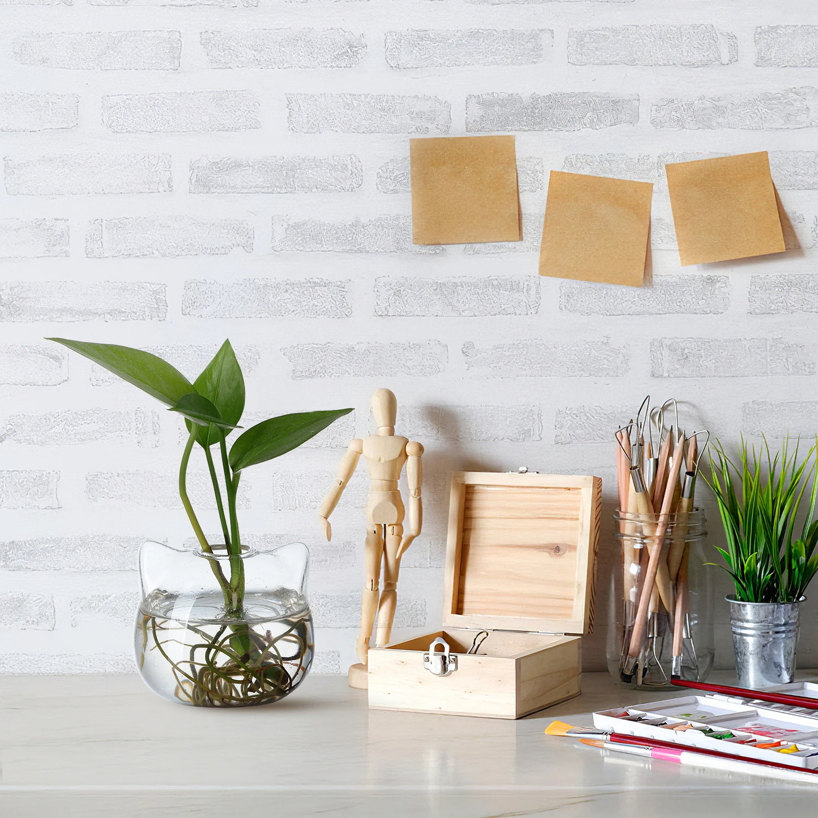 

2Pcs Cat Shaped Glass Vase Desktop Floral Art Holder Easy Match Home Decoration Greenery Silk Flowers Pink Room Decor