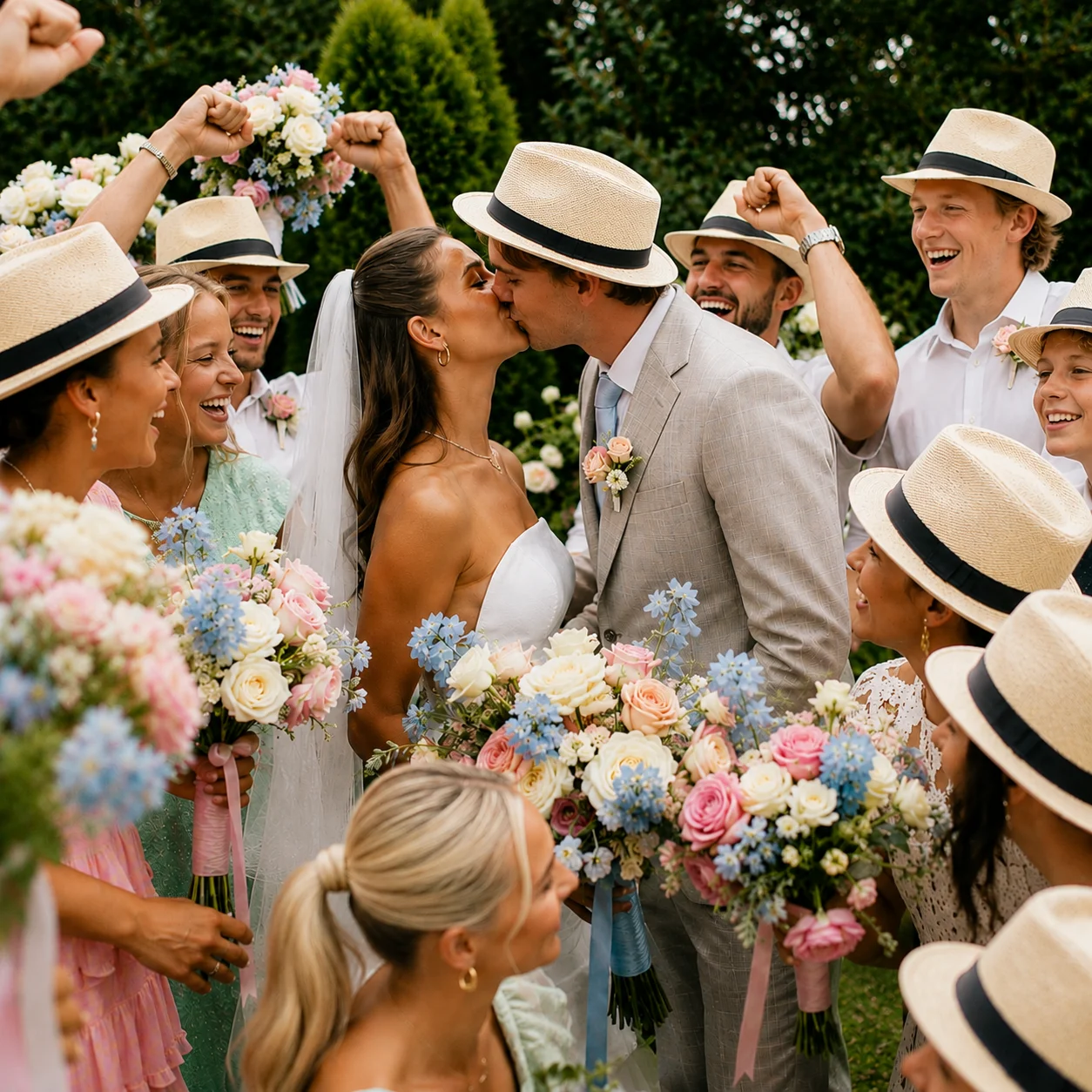 24-100Pcs Straw Hats for Men Fedoras 58/60cm Short Brim Panama Trilby Hats for Guest Wedding Beach 1920s Party Birthday Favors