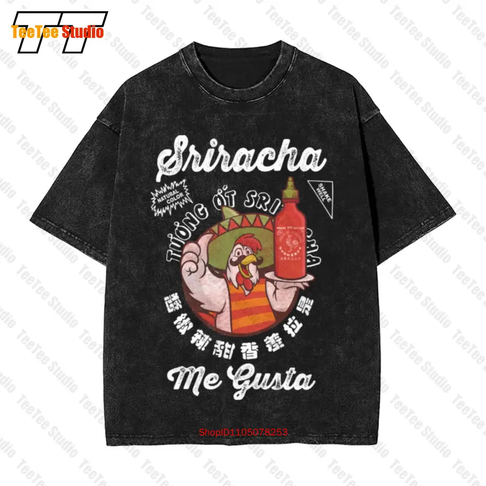 تي شيرت Me Gusta Sriracha Hot Chili Sauce Vintage كبير الحجم 5ZWS