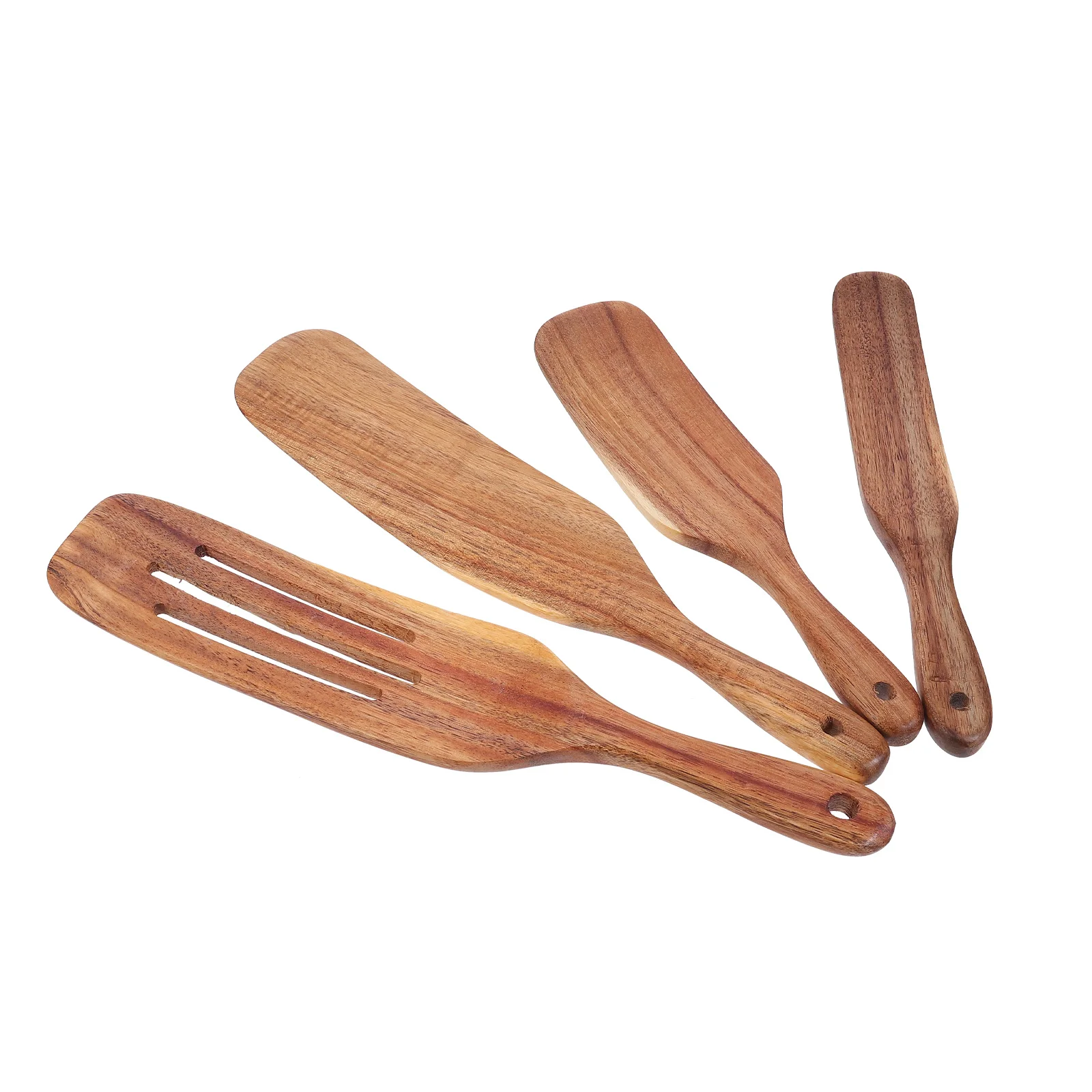 

4pcs Kitchen Wood Spatulas Long H Storage Practical Cookware Turner Wooden Cooking Set Cookware Set Slotted