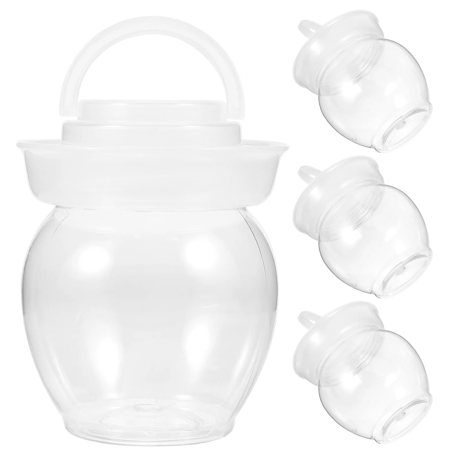 4 stücke Versiegelt Pickle Transparent Lebensmittel Lagerung Container Luftdichten Design Für Gemüse Fermentieren Küche Einmachglas Haushalt