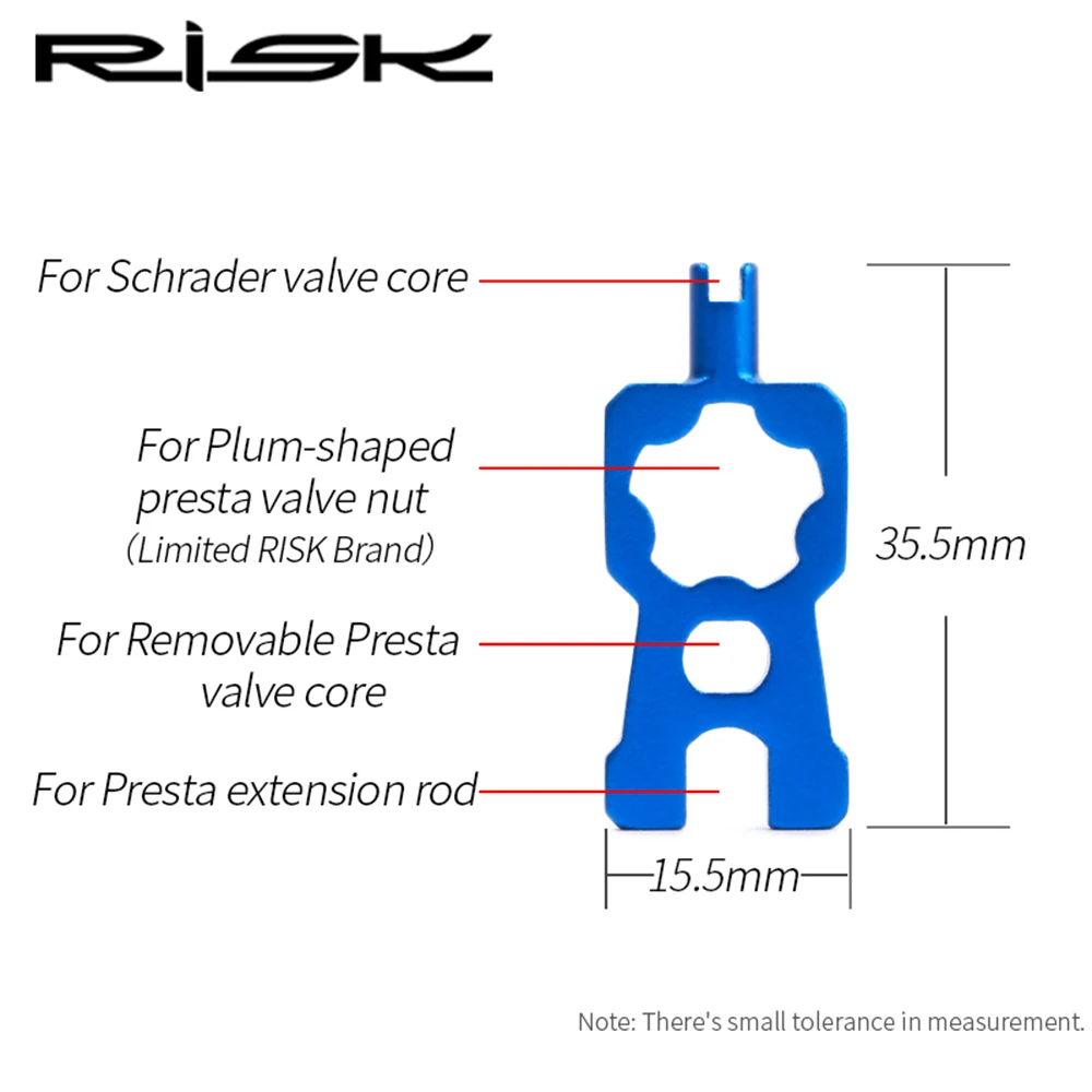 RISK 4 in 1 Bike Valve Core Wrench With 2 Presta Valve caps set Road Bicycle Valve Installation Removal Portable Repair Tool