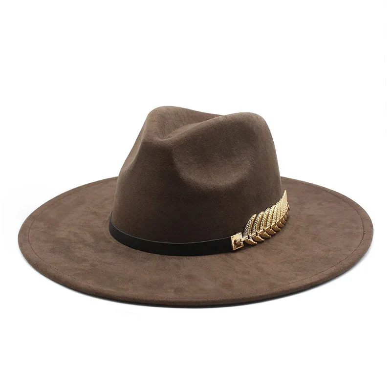 Suede Top Hat 9.5cm Wide Brim Fedora Hat Men Women Autumn Winter Felt Jazz Hats Classic Church Fedoras Chapeau Sombrero Mujer