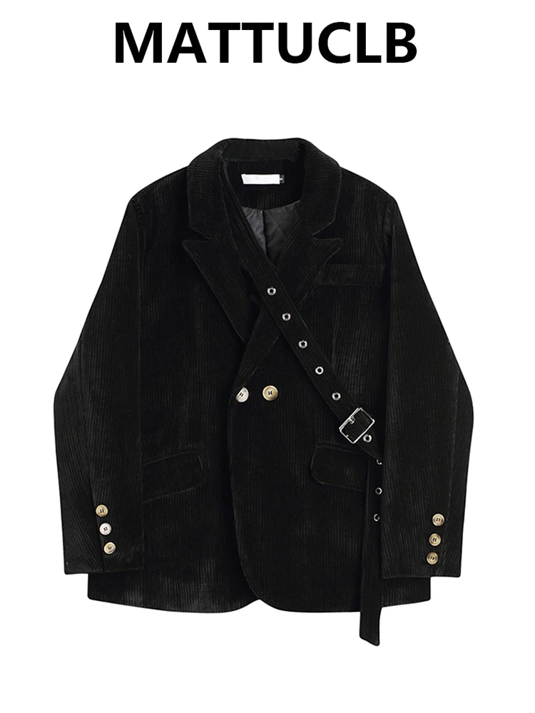 

Autumn Winter Women Dark Academia Oversize Jacket Grunge Outwear Japanese Abi Y2k Black Corduroy Blazer Vintage Coat Harajuku