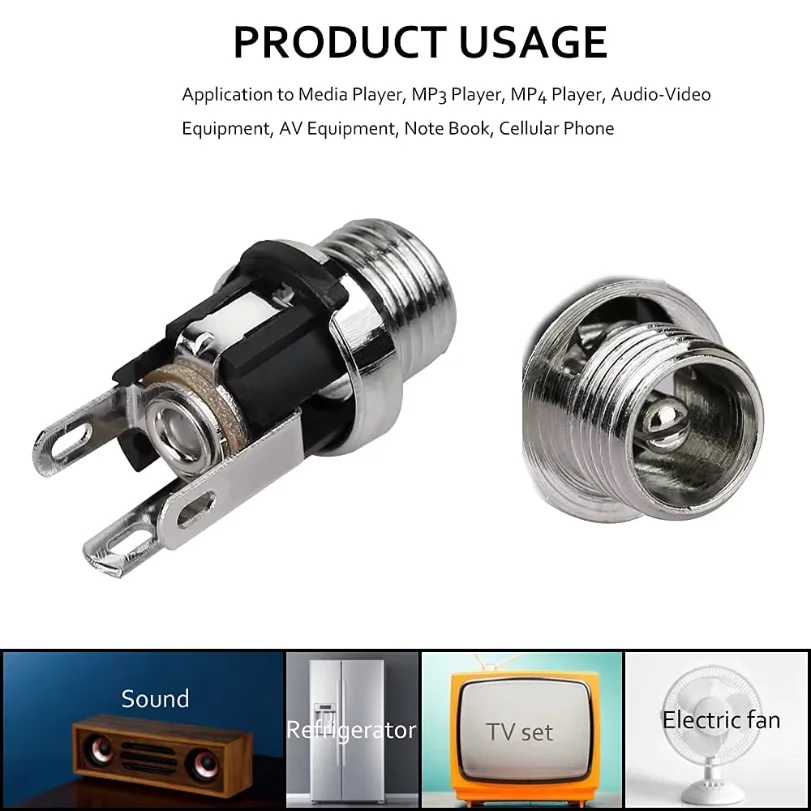 10Pairs DC Power Supply Jack Socket Female Panel Mount Connector 3-Pin 5.5 x 2.1mm with 5.5mm x 2.1mm DIY Male DC Power Plug