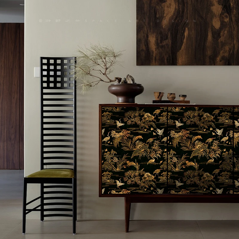 Peel and Stick Wallpaper Crane Contact Paper for Bedroom  Removable Self Adhesive Woodland Wallpaper for Cabinets Vinyl Rolls