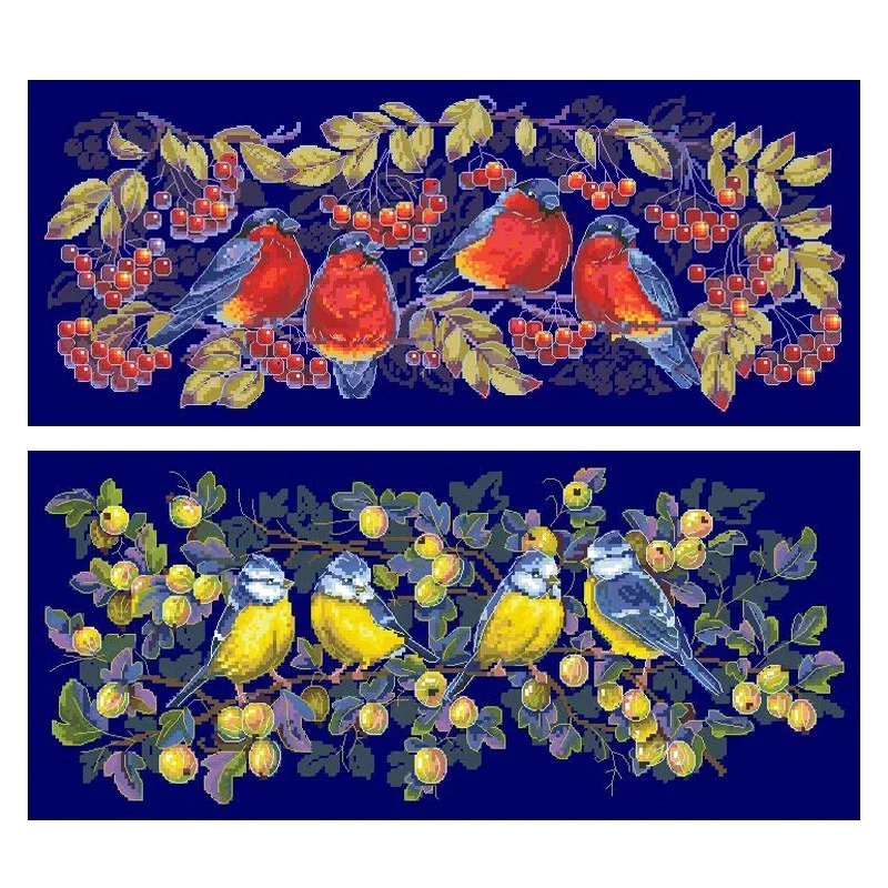 amishop-gold-collection-kits-de-ponto-cruz-contados-titanes-e-frutas-cereja-passaros-vermelhos-e-amarelos-merejka-k-92-93