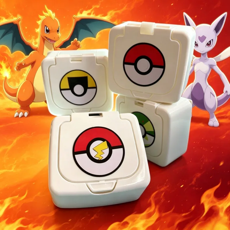

Коробка для хранения Pokemon Pokeball Press Lid, милый аниме-органайзер для ватных палочек, украшений, карточек, мини-герметичный контейнер, подарок для фанатов