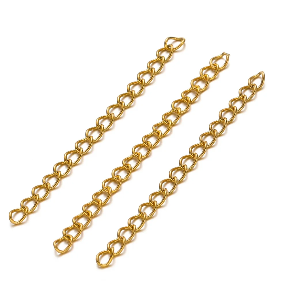 50pcs Stainless Steel Welded Extension Chain Gold Necklace Extender Tail Chains for DIY Jewelry Making