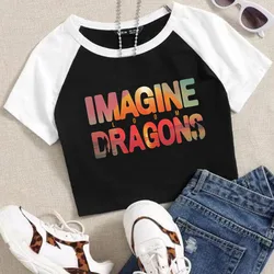 Imagine Dragons Loom Tour 2025 Crop Tops T-Shirt Women Girls Fashion O-Neck Short Sleeves Fans Gift Tops