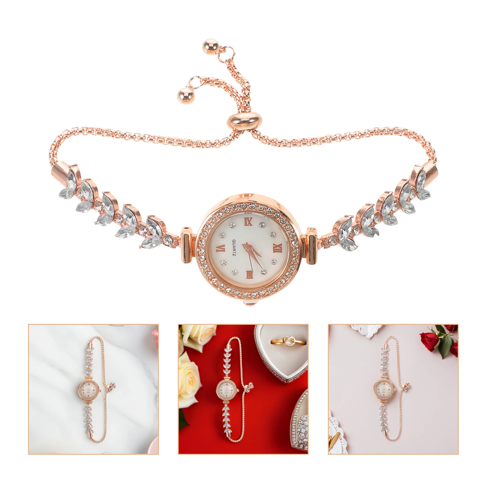 

Luxury Rhinestone Watch for Women - Mermaid Inspired Bracelet Dress Watch - Accurate Quartz Movement - Round Dial Bangle