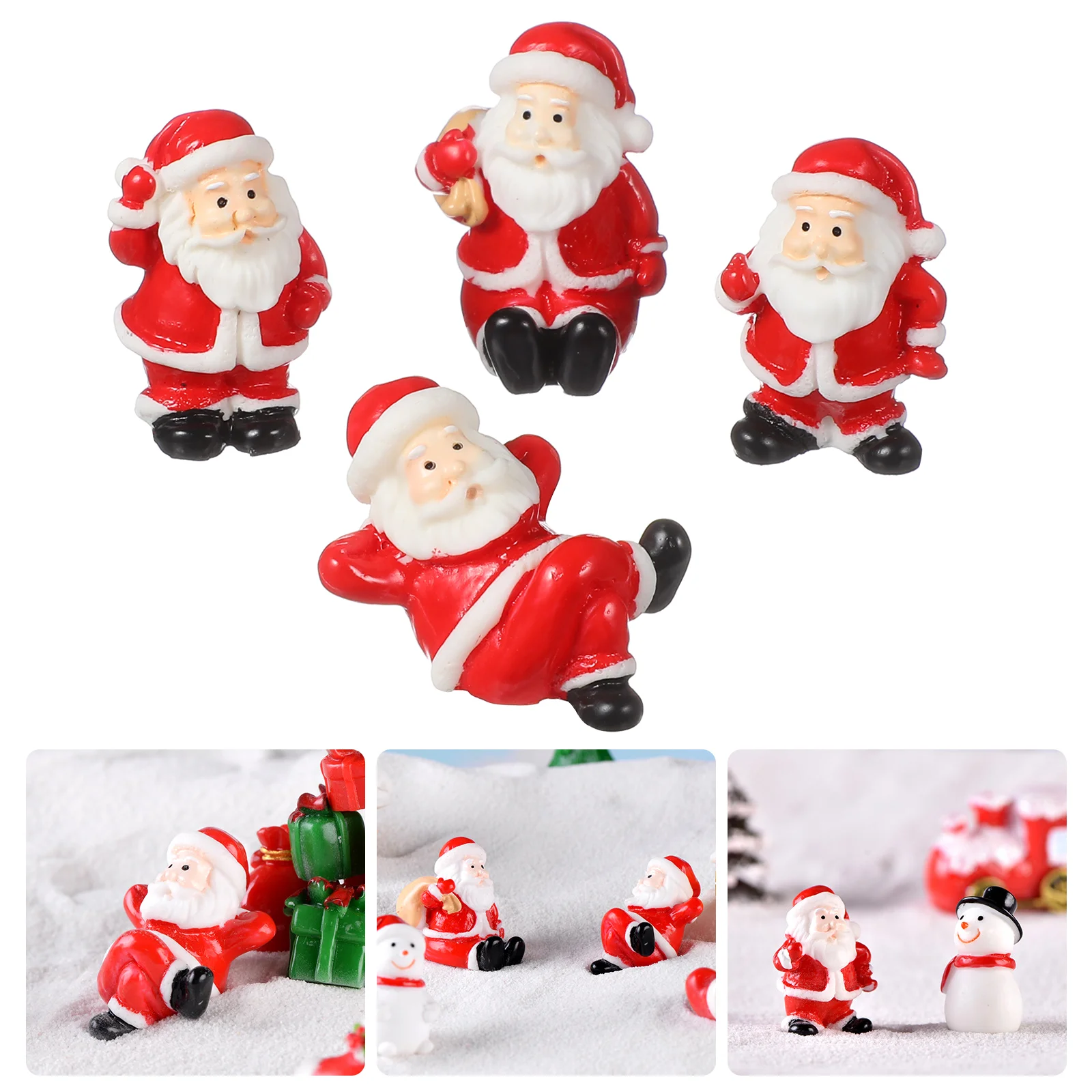 12-delige kerst micro-ornamenten boom miniatuur decoraties standbeeld van vader thuis hars