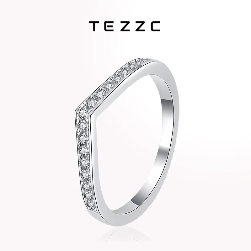 

Tezzc Full Moissanite Rings Eternity Band for Women 925 Sterling Silver Sparkling Diamond Wedding Engagement Ring Certificated