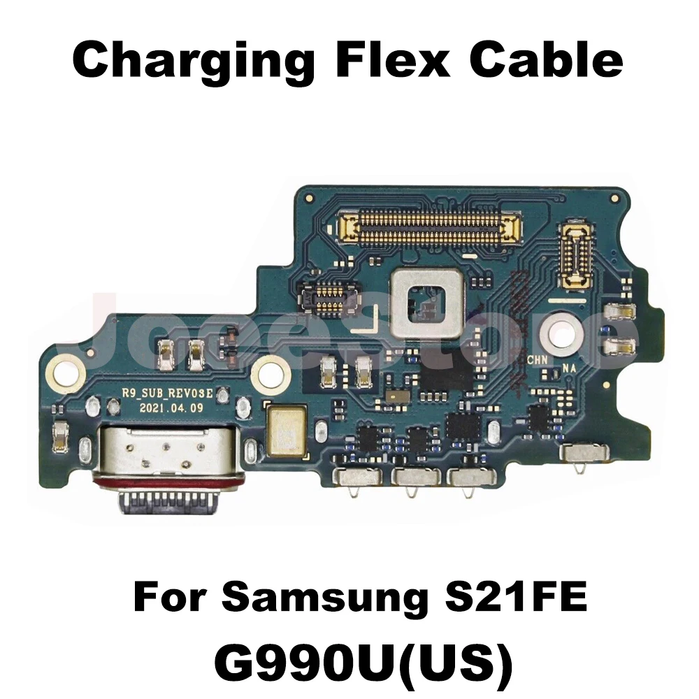 Placa de puerto de carga USB para Samsung S21FE G990U G990B, cargador rápido, Conector de placa base, Cable flexible, micrófono, 1 unidad