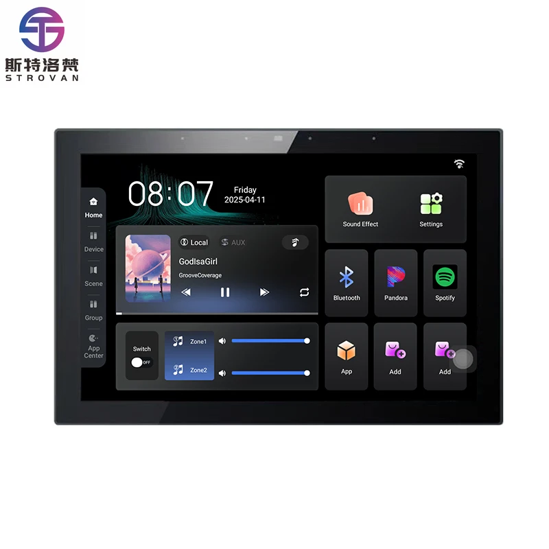 

10-дюймовый сенсорный экран, умный аудиоусилитель ZIGBEE, Wi-Fi, Android, Bluetooth, панель управления музыкой, 4+32 ГБ, звуковая система 8x30 Вт