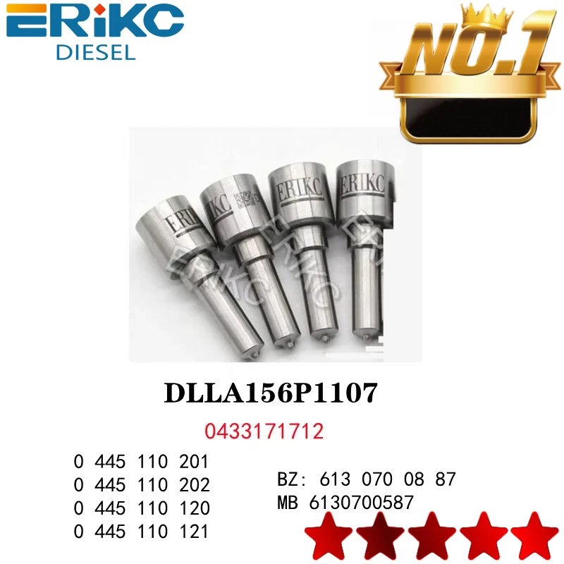 

ERIKC 4 pcs DLLA156P1107 OEM 0 433 171 712 Diesel Injector Oil Nozzle DLLA 156 P 1107 for 0445110201 0445110202