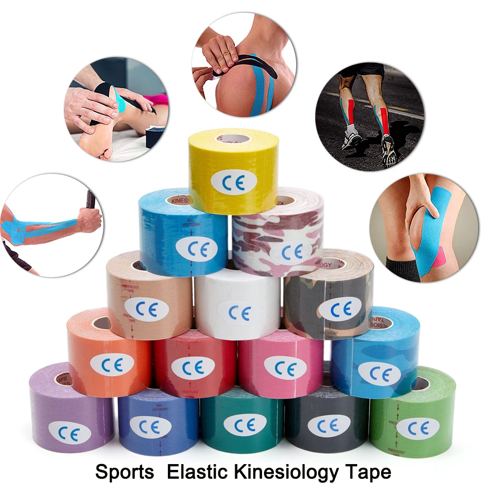 

Kinesiology Tape First Aid Bandage Sports Cotton Elastic Adhesive Strain Injury Tape Knee Muscle Sticker Gym Kneepad