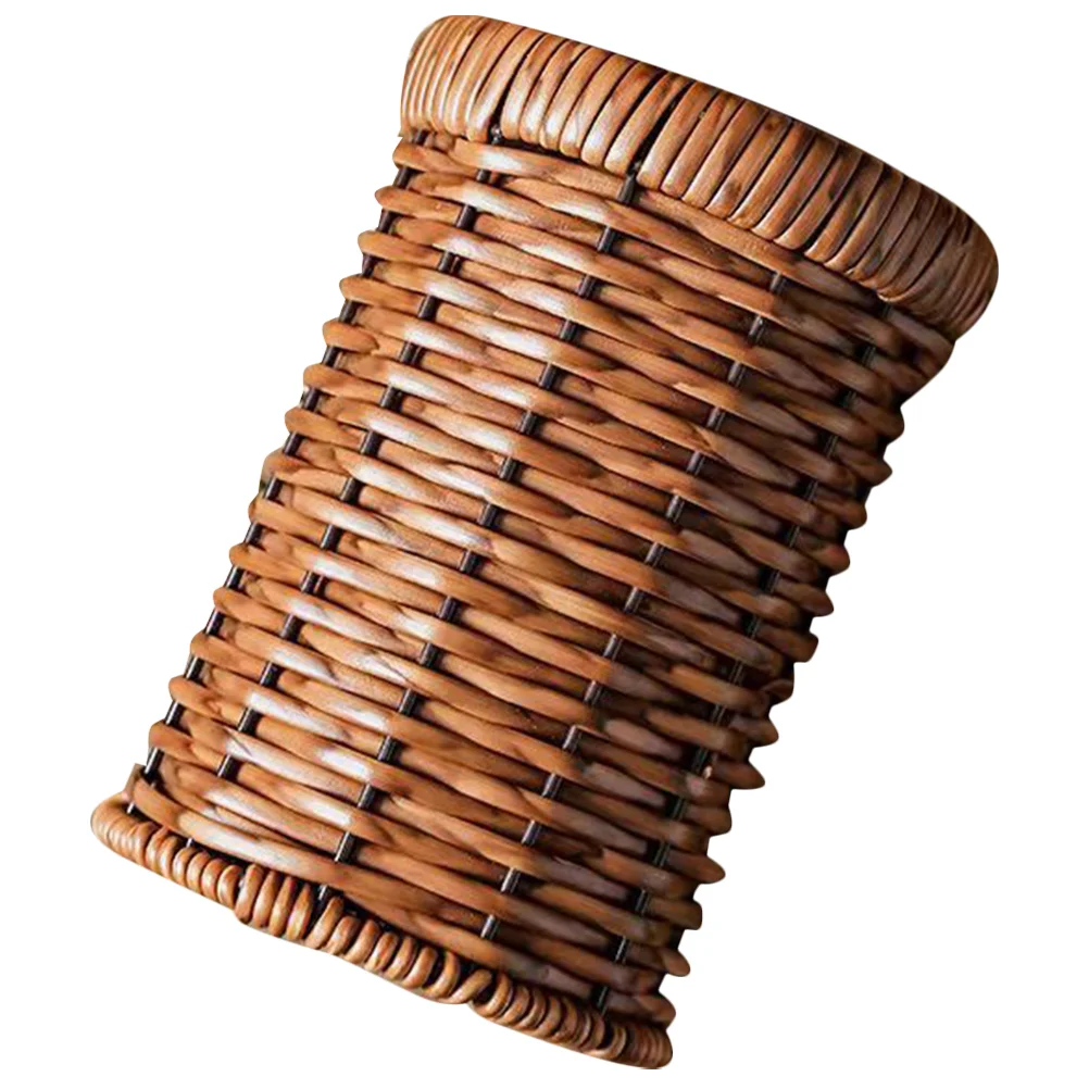 Rattan Pencil Holder Wicker Flatware Organizer Hand Woven Seagrass Cutlery Holder Kitchen Utensil Container Small Trash Can