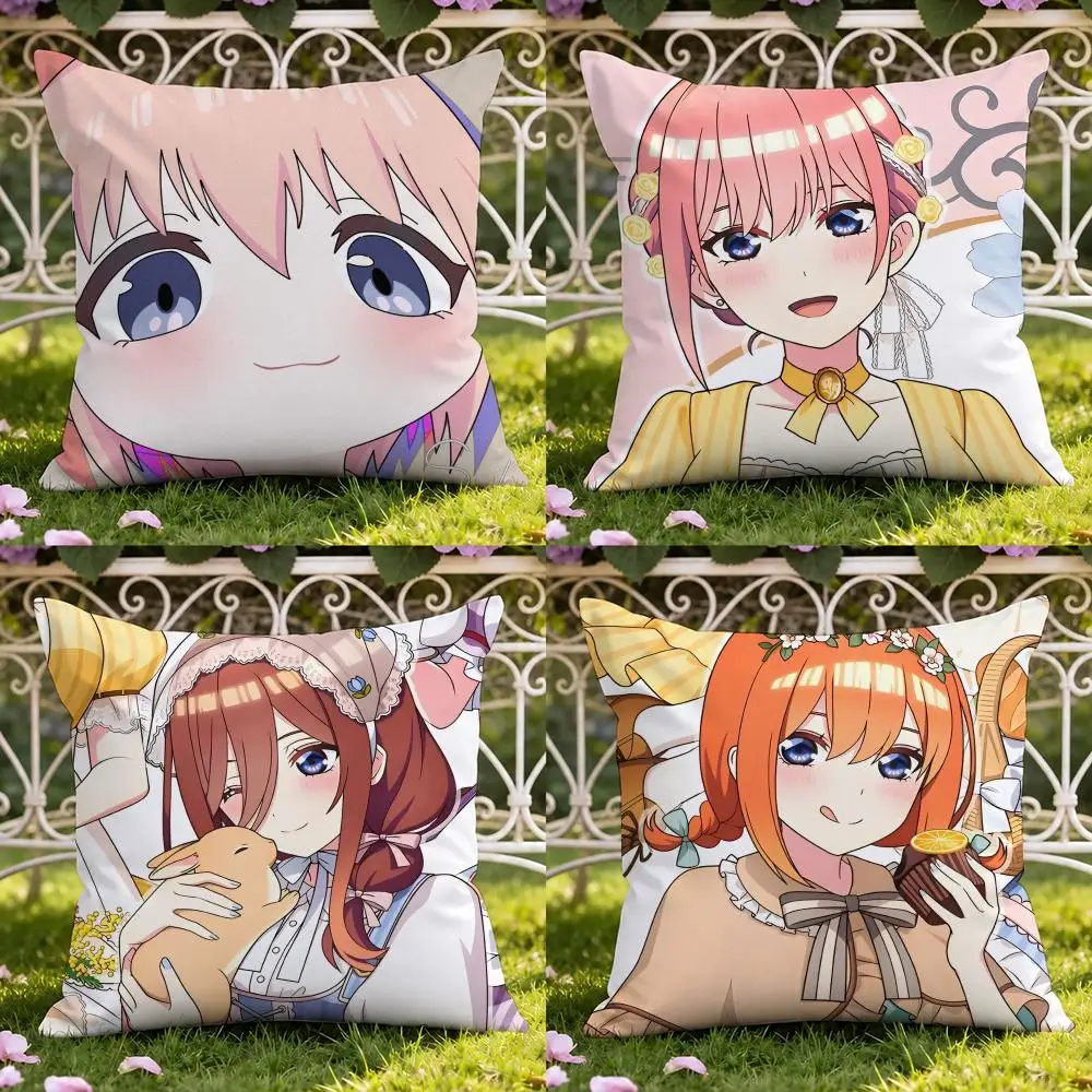 The Quintessential Quintuplets Cushion Cover Short Plush Double-sided Print Square Throw Pillow Covers Sofa Home Cushion Decor