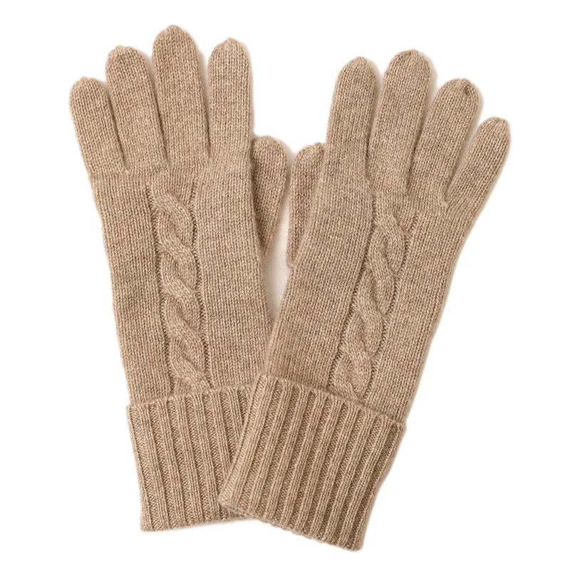ニットケーブルカシミヤ手袋女性アクセサリー暖かい冬の手袋