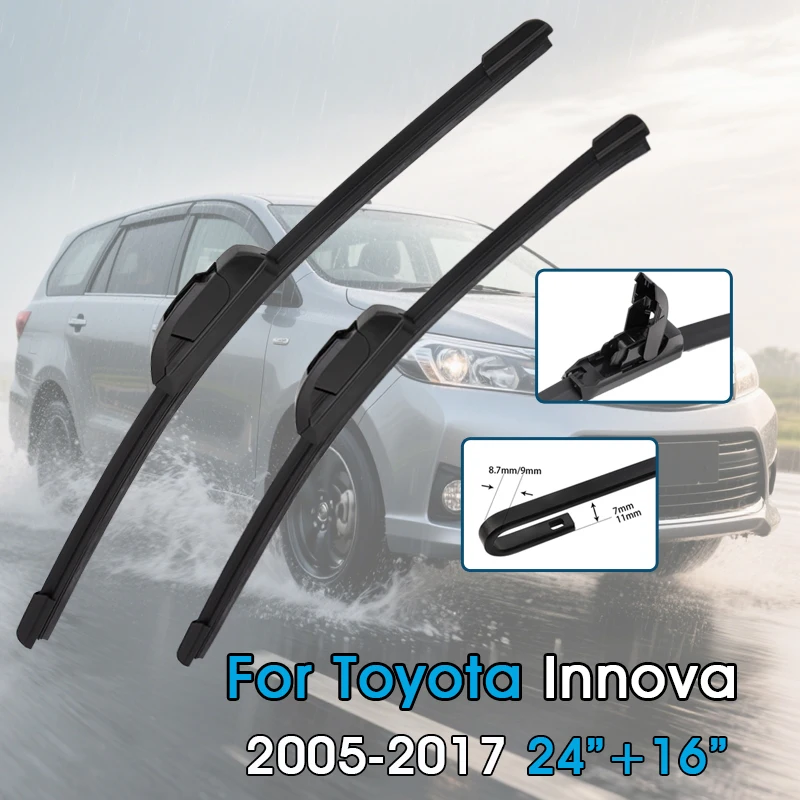 

Щетки стеклоочистителя автомобиля 24 "+ 16" для Toyota Innova 2005-2017 лобовое стекло, щетки переднего окна, подходят для U-образного крючка, автомобильные аксессуары