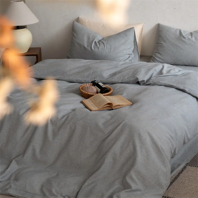 

Solid Washed Linen Bedding Set with Sheet Duvet Cover Pillowcase Single Double Queen King Size Bedsheet 100% Flax Bed Sheet Set